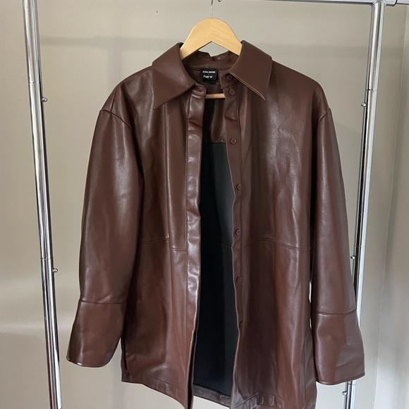Women’s faux Brown Leather Jacket - Picture 1 of 4